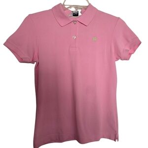 NWT Lilly Pulitzer Green Palm Tree Shrunken Pique Pink Polo Shirt
